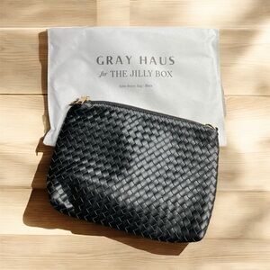 NEW Gray Haus: Soho Woven Black Bag Purse Jilly Box Summer 2025 Vegan Leather